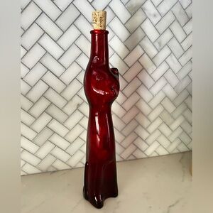 Happy Cat Matte Red Glass Mosel Reisling Rheinhessen Germany Wine Bottle 13”